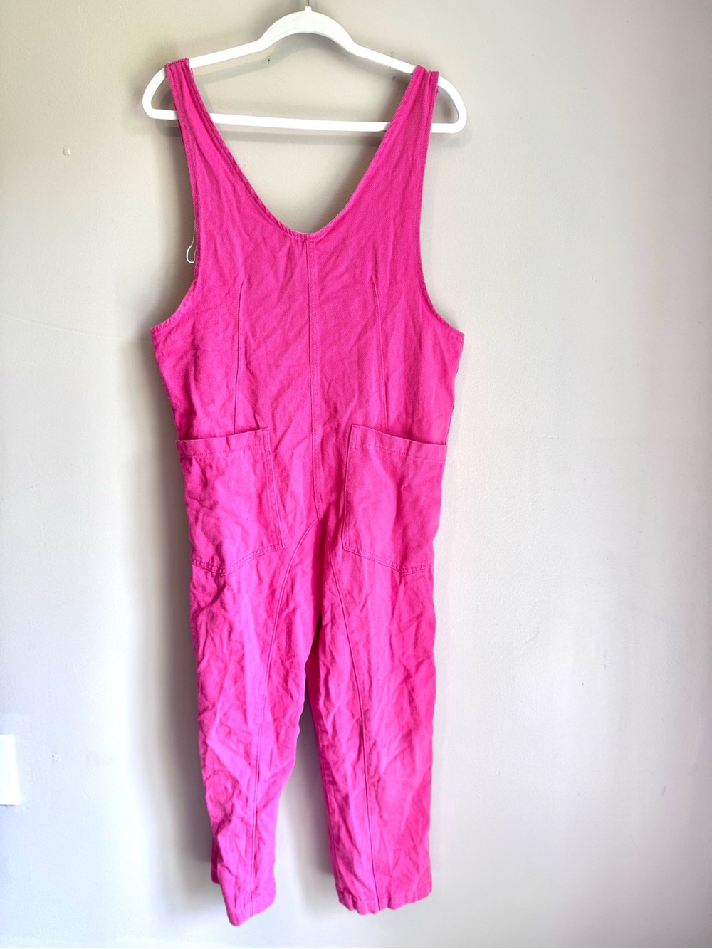 Luvamia Hot Pink Bib Overalls Denim Cotton Adjustable Barbiecore Barbie M